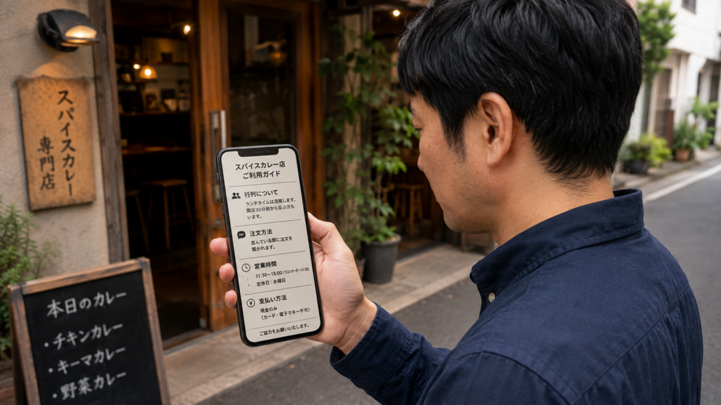 ホンカトリーへ初めて行く前に店舗情報を確認するイメージ