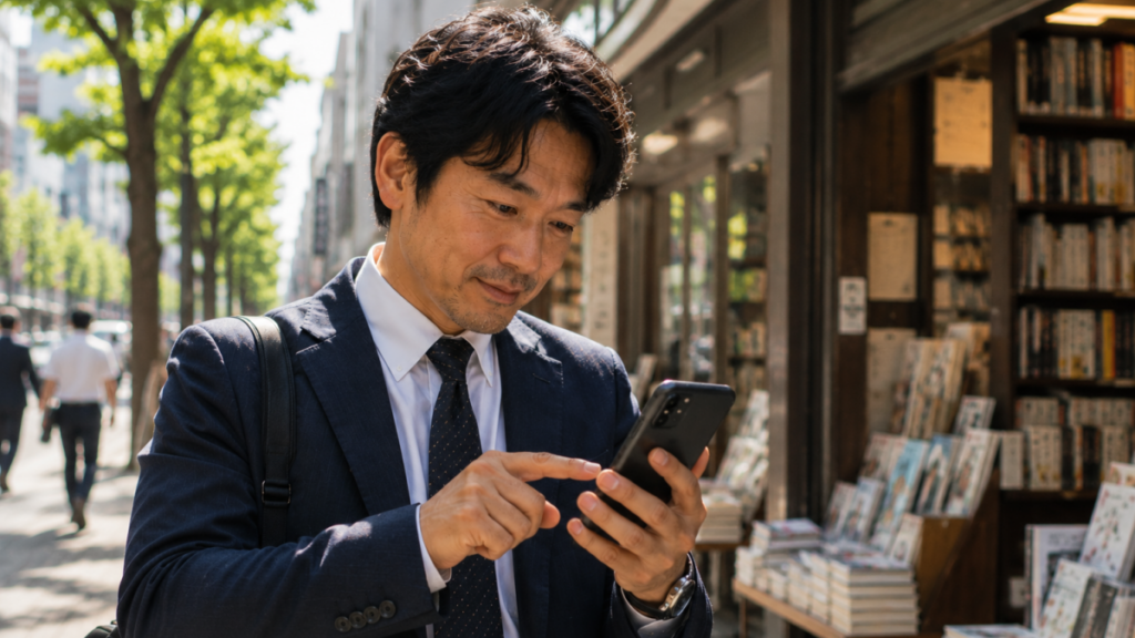 昼休みにスマートフォンで次のカレー店を探す